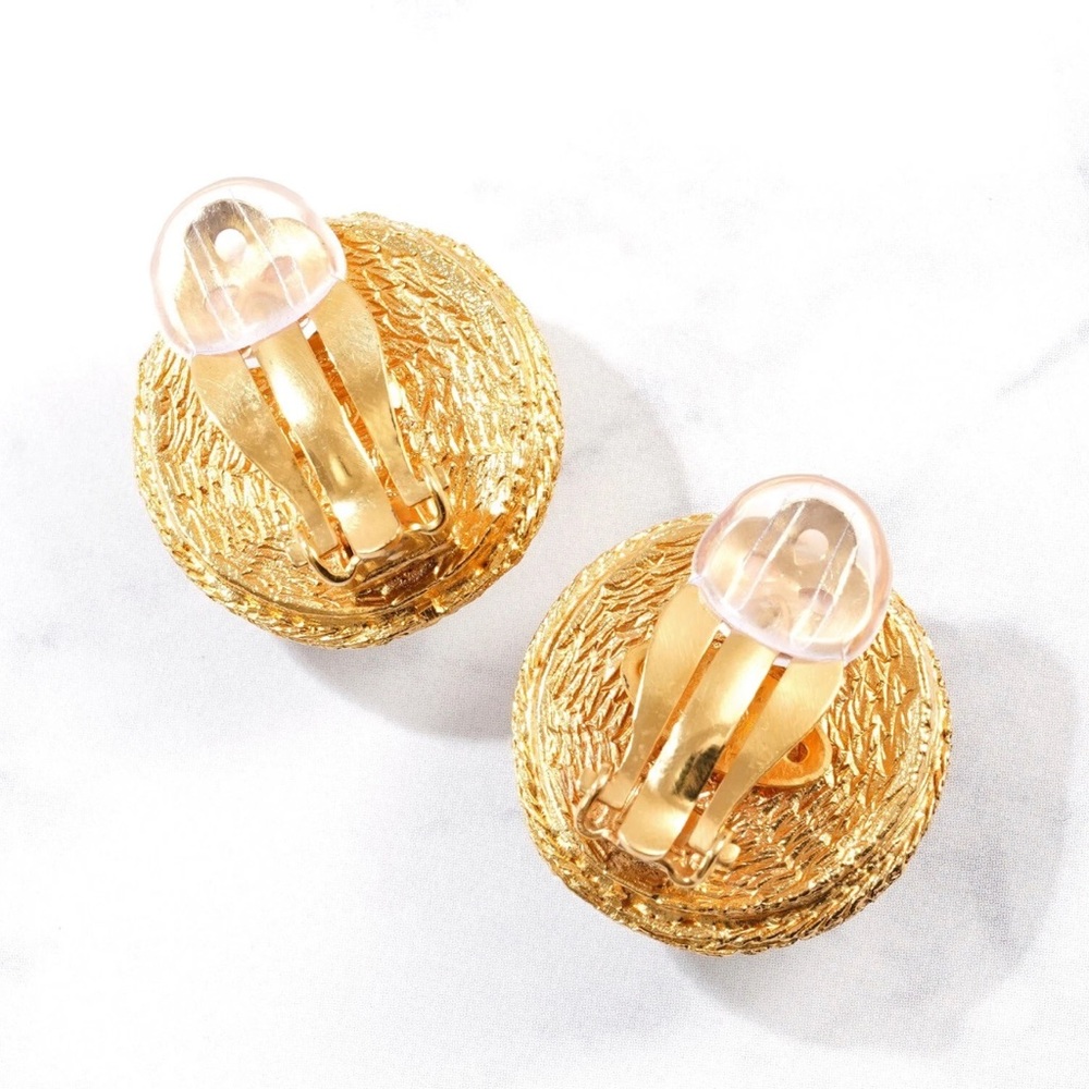 CHANEL Clip Ons Earrings Authentic Gold Plated-Preowned As Is - Picture 6 of 8